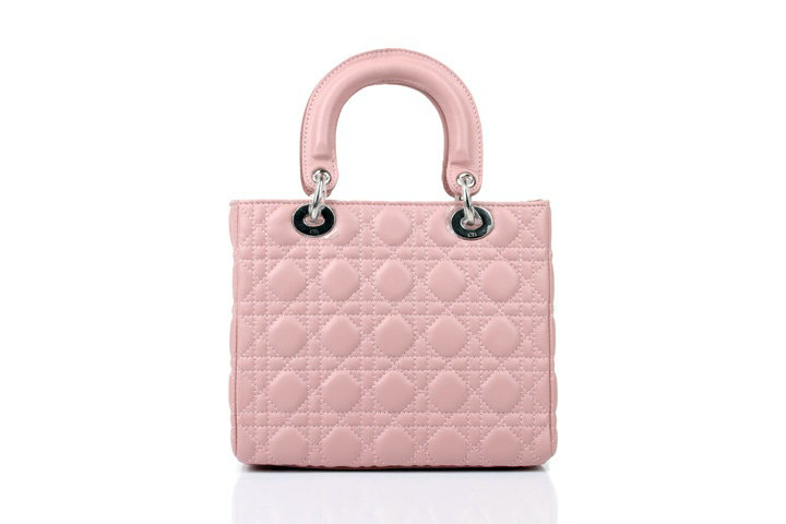 lady dior lambskin leather bag 6322 pink with silver hardware